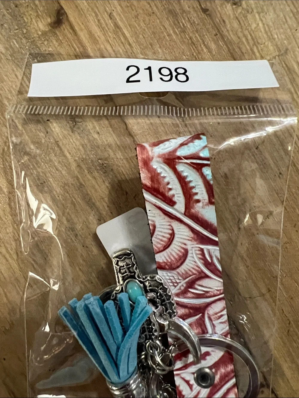3/$18 Stylish Turquoise Tassel & Silver Charm Keychain Lot 2198